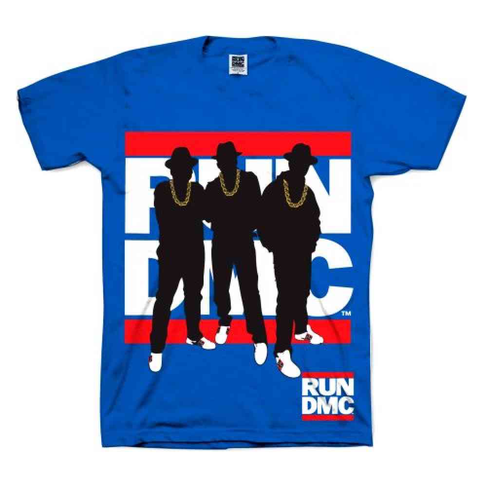 Run DMC - Silhouette Heren Tshirt - Blauw